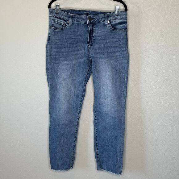 Kut From The Kloth Amy Mid Rise Cropped Straight Leg Jeans Blue Denim | Size 12 - Picture 4 of 13